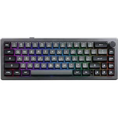 EPOMAKER EK68 65% Gasket NKRO Mechanical Keyboard, Hot Swappable Triple Mode Gaming Keyboard with 3000 mAh Battery, RGB Illuminated for Office/Home/Win/Mac (Black Silver, Gateron Pro Yellow)