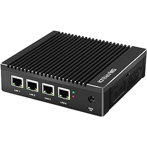 Sharevdi bez ventilatora ugunsmūra mikroierīce, Intel N3700 4 kodoli/4 pavedieni, 4 Intel 2,5 GbE i225 Gigabit NIC porta mini datori, AES-NI, USB3.0/HDMI/VGA SSD (8 GB 128 GB)