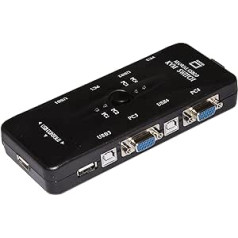 Saite LKKWM4 KVM slēdzi 4 datoriem USB/VGA ar 1 peli, 1 tastatūras USB un 1 monitora VGA ar iekļautu kabeli