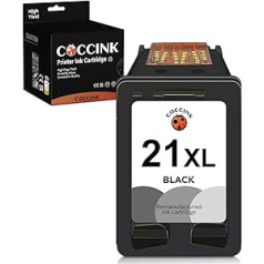 COCCINK 21XL (1 melns) atkārtoti ražotu printeru kasetņu nomaiņa HP 21 XL, kas paredzēta Deskjet F2120 F2180 F2280 F380 F390 F335 F4180 F4190 D2360 D1460 D1530 D1460 D1530 D2461 OfficeJet 3648