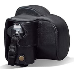 MegaGear MG1932 Ever Ready Genuine Leather Camera Case with Strap Compatible with Olympus OM-D E-M10 Mark IV - Black