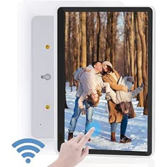 WiFi digitālais fotoattēlu rāmis, skārienekrāns 1920 x 1080P elektroniskais fotoattēlu rāmis 25,7 cm / 10,1 collas ar 16 GB atmiņu, tūlītēja fotoattēlu un videoklipu kopīgošana, izmantojot lietotni, automātiska pagriešana, regulējams s