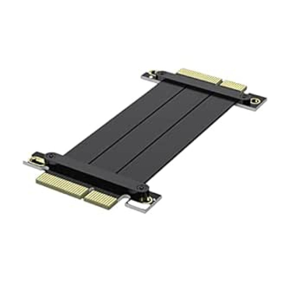 10Gtek PCIE 3.0 X4 vīrišķais līdz X4 vīrišķais pagarinātājs, melns pagarinātāja stāvvada kartes kabelis, taisni uz taisni, prettraucējumu EMI materiāls, 20 cm