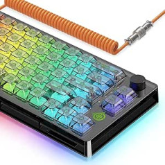 MAGIC-REFINER MK31 mehāniskā spēļu tastatūra, 60% tastatūra, tinuma kabelis USB C Apex Pro Mini RGB tastatūra, 66 taustiņu karstās maiņas lineārais slēdzis, caurspīdīgi taustiņu vāciņi personālajam datoram/Mac, melns