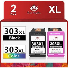 Toner Kingdom suderinama su 303 XL daugiapakopėmis perdirbtomis spausdintuvų kasetėmis, skirtomis HP 303 rašalo kasetėms, skirtoms HP Envy 6230 7830 6232 6220 7134 7800 7130 Tango Tango X (2 vnt.)