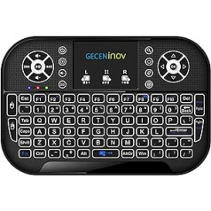 GECENinov Mini Wireless Keyboard with Touchpad, 2.4GHz Wireless Mini Handheld Keyboard with Rechargeable Battery, Remote Keyboard Compatible with PC, Laptop, Smart TV, Windows, TV Box, etc