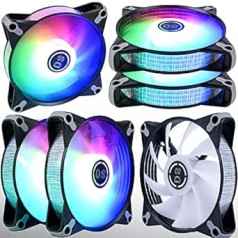 MIWATT Fixed Colour RGB, Pack of 6 120 mm Molex Powered Computer Lighting Fan, Upgraded Quiet 18 dBA, Up to 1500 rpm