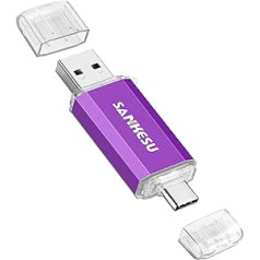 SANKESU 128 GB USB Stick with Type A and C Ports, USB 3.1 Memory Stick 150 MB/s for Android Phone, MacBook, PC (Purple)