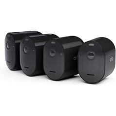 Arlo Pro 5 WLAN Outdoor Surveillance Camera, 2K UHD, Set of 4, Black, Improved Colour Night Vision, 160° Viewing Angle, 2-Way Audio, with Secure Plan Test Period