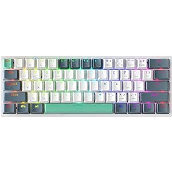 Machenike bezvadu mehāniskā tastatūra, spēļu tastatūra 60% bezvadu, pret spoku veidošanās, PBT taustiņu vāciņi, karstā maiņa, RGB tastatūra operētājsistēmai Win/Mac/iOS/Android