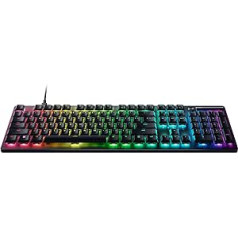 Razer DeathStalker V2 (sarkans slēdzis) - zema profila optiskā spēļu tastatūra (lineārie optiskie slēdži, hiperātruma bezvadu savienojums, USB-C, lāzera iegravēti taustiņu vāciņi) QWERTY ASV izkārtojums | Melns