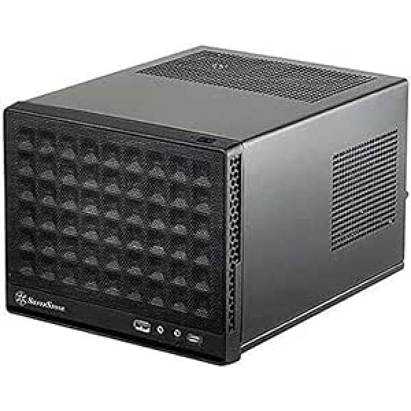 Silverstone SST-SG13B-C Sugo Mini-ITX kompaktiškas kubo dėklas, tinklinis priekinis skydelis, C tipo USB jungtis priekiniame skydelyje, juodas