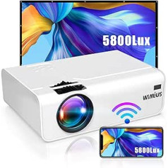 WiFi projektors, WiMiUS 6500 LM mini portatīvais projektors atbalsta 1080P Full HD bezvadu 200 collu mājas kinozāles projektoru, kas ir savietojams ar datoru/viedtālruni/televizora pierīci/Fire Stick projektoru