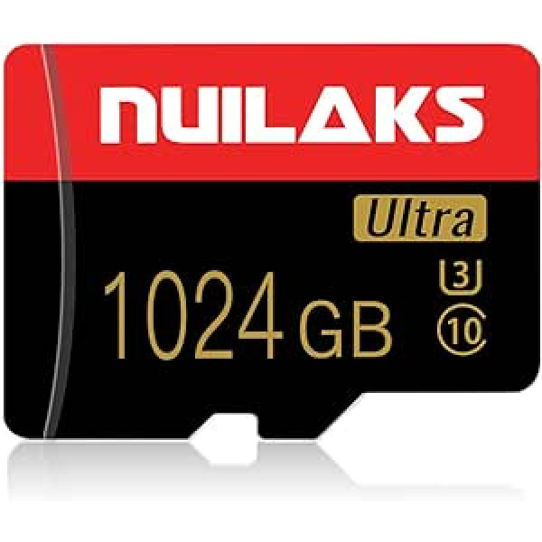 1 TB Micro SD kartes atmiņas karte ar adapteri High Speed Class 10 atmiņas karte Android viedtālrunim, drošai kamerai, planšetdatoram un drona microSDXC (1 TB)