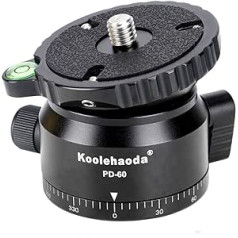 Koolehaoda PD-60 statīva izlīdzināšanas pamatne ar 3/8 collu vītni un 360° panorāmas pamatni, 15 grādu precizitātes regulēšana video galviņai, statīvam un monopodam