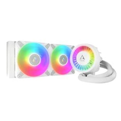 ARCTIC Liquid Freezer III 240 A-RGB — ūdens dzesēšanas dators, daudzfunkcionāls CPU AIO ūdens dzesētājs, saderīgs ar Intel un AMD, efektīvs PWM kontrolēts sūknis, ventilators: 200–2000 apgr./min, LGA1700 kontakta rāmis — balts