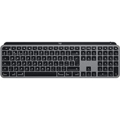 Logitech MX Keys Wireless for Mac apgaismota tastatūra ar plaukstu balstu, LED pogas, Bluetooth, USB-C, 10 dienu akumulatora darbības laiks, metāla konstrukcija, Apple macOS spāņu QWERTY izkārtojums pelēks