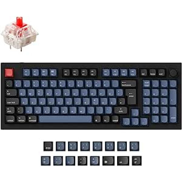 Keychron Q5 vadu pielāgotas mehāniskās tastatūras pogas versija 96% vācu DE ISO izkārtojums QMK/VIA programmējami makro ar karsti maināmu Gateron G Pro sarkano slēdzi