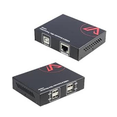 AV piekļuves USB paplašinātājs, USB, izmantojot Ethernet RJ45, izmantojot Cat5e/6/6a/7 līdz 60 m, 4 portu USB 2.0 tastatūrai/pelei/spēļu panelim, divu tīmekļa kameru darba sinhronizācija, atbalsta Windows, MacOS, Android, Linux, bez draivera