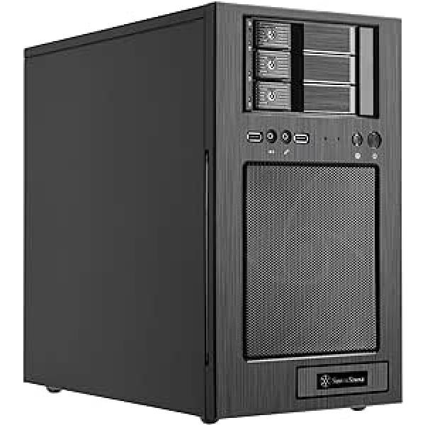 Silverstone CS330 Micro ATX torņa korpuss ar TRĪS 3,5 collu SAS 12 / SATA 6Gbps karstās maiņas nodalījumiem 180 mm x 1 AP181 ventilators, iekļauts USB 3.0 x 2 SST-CS330B