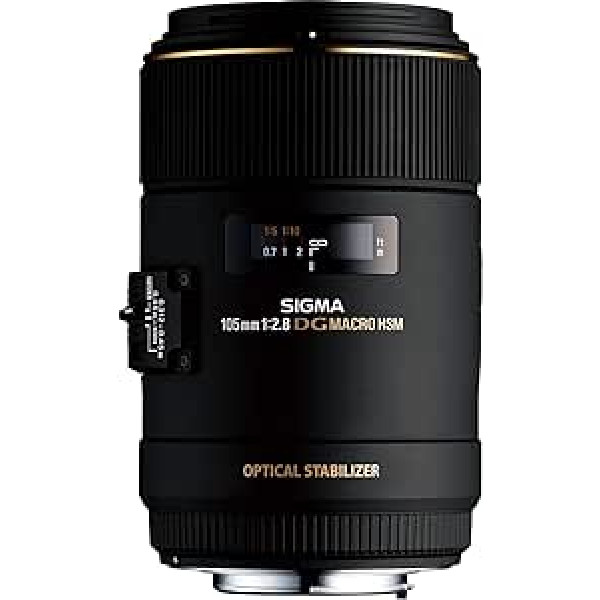 Sigma 105 mm F2.8 EX Macro DG OS HSM objektīvs (62 mm filtra vītne) Nikon objektīva bajonetam