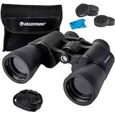 Celestron 72360 LandScout 10 x 50mm Water Resistant Porro Prism Binoculars with Grippy Rubber Surface, Tempered Lens, K9 Optical Glass, Neck Strap and Soft Carry Case, Black