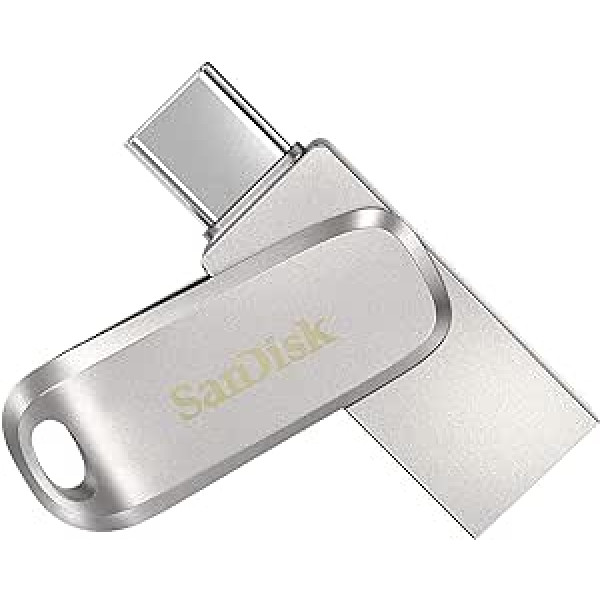 SanDisk Ultra Dual Drive Luxe USB Type-C un Type-A 1TB, līdz 150MB/s, USB 3.1 Gen 1, All Metal, 2-in-1 ierīce