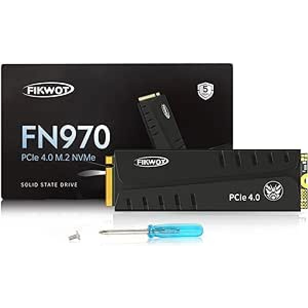 Fikwot FN970 1TB M.2 2280 PCIe Gen4 x4 NVMe 1.4 iekšējais cietvielu disks ar dzesētāju — līdz 7400 MB/s, konfigurēta DRAM kešatmiņa, saderīgs PS5 iekšējais SSD