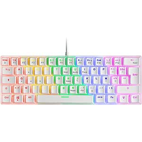 Mars Gaming MK60 White, Mechaninė žaidimų klaviatūra FRGB, Antighosting, Switch Mechanical mėlyna, prancūzų kalba