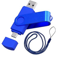 Vixelle 64 GB liela ātruma USB 3.0 C tipa zibatmiņas disks ar 360 ° grozāmu zibatmiņas disku ar atslēgu piekariņa cilpu, 2 in 1 Dual USB C Memory Stick, 64 GB USB zibatmiņas disks viedtālrunim, planšetdators