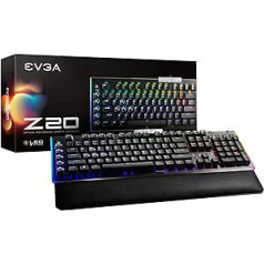EVGA Z20 RGB optinė mechaninė (tiesinis jungiklis) žaidimų klaviatūra, JAV išdėstymas 811-W1-20US-KR juoda
