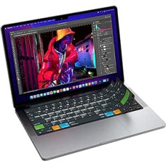 JCPAL Photoshop Ps Spartieji klavišai Klaviatūros apsauga QWERTY EU Layout Klaviatūros dangtelis Klaviatūros dangtelis MacBook Pro 14 colių ir 16 colių M1 2021 A2442 A2485/M2 2023 A2779 A2780, MacBook Air 13