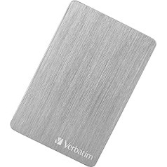 Verbatim Store 'n' Go Alumīnija Slim 1 TB sudraba ārējais cietais disks USB 3.2 Gen 1 ārējais cietais disks Alumīnija cietais disks operētājsistēmai Windows un Mac OS X Portatīvais cietais disks USB cietais disks