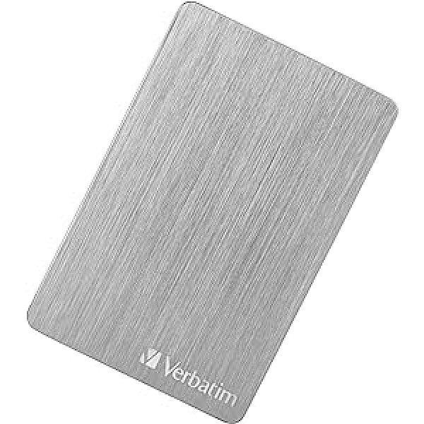 Verbatim Store 'n' Go Alumīnija Slim 1 TB sudraba ārējais cietais disks USB 3.2 Gen 1 ārējais cietais disks Alumīnija cietais disks operētājsistēmai Windows un Mac OS X Portatīvais cietais disks USB cietais disks