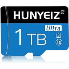 1 TB Micro SD liela ātruma SD karte, 10. klases atmiņas karte ar adapteri viedtālrunim, novērošana, darbības kamera, planšetdators, drons