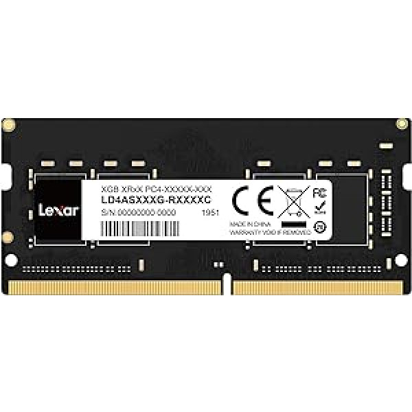 Lexar SODIMM DDR4 8 GB, 3200 MHz klēpjdatora RAM, 260 kontaktu SODIMM klēpjdatora atmiņa, augstas veiktspējas SO-DIMM, personālā datora klēpjdatora atmiņa, augstas veiktspējas atmiņa (LD4AS008G-B3200ASST)