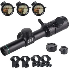 ToopMount Rifle Scope 1-4X20 Red/Green Tactical Optical Waterproof Rifle Scope with 20 mm & 11 mm Weaver/Picatinny Rail Mounts for Tactical Airsoft Hunting