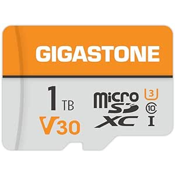 GIGASTONE 1TB MicroSDXC atmiņas karte + SD adapteris GoPro dronam un planšetdatora darbības kamerai, līdz 140/100 MB/s, 4K UHD video ierakstīšana, Micro SD karte UHS-I A1 Class 10 U3