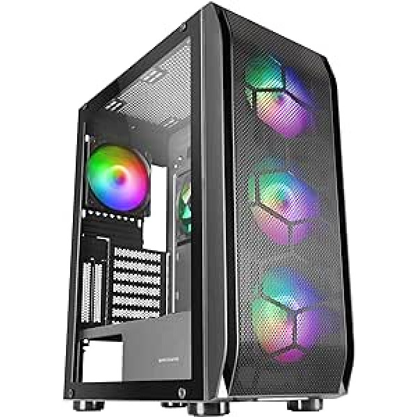 Mars Gaming MCPro PC XL E-ATX datora spēļu futrālis, melns, rūdīts stikls, 4 x RGB ventilatori, 14 cm