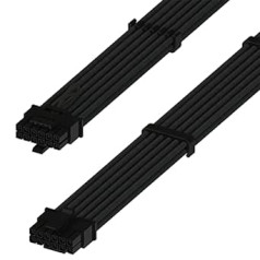 Savienojums – 600 W PCIE5.0 12VHPWR (16-Pin/12+4) 16 AWG apvalkots lielas strāvas barošanas avota kabelis, 70 cm, saderīgs ar visiem RTX4000 un RTX3000 FE GPU, melns