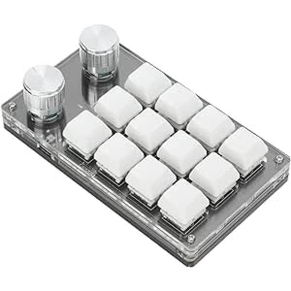 Bewinner Mechanical Mini Keyboard with 12 Keys, Multifunctional DIY Programmable Keyboard, One-Hand Macro Mechanics with Adjustment Knob for Office Gaming Lab (White)