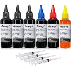 Aomya 600 ml universāls krāsu tintes uzpildes komplekts HP Canon Epson Brother Lexmark printeriem saderīgām kasetnēm atkārtoti uzpildāmās kasetnes CISS CIS System 4 krāsu komplekts ar 4 šļircēm (3BK, C, M, Y)