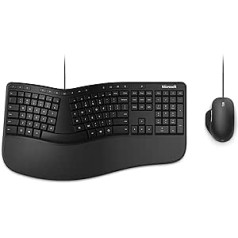 Microsoft Ergonomic Desktop Laidinė klaviatūra, pelės rinkinys Ergonomic German, QWERTZ Black, RJY-00006