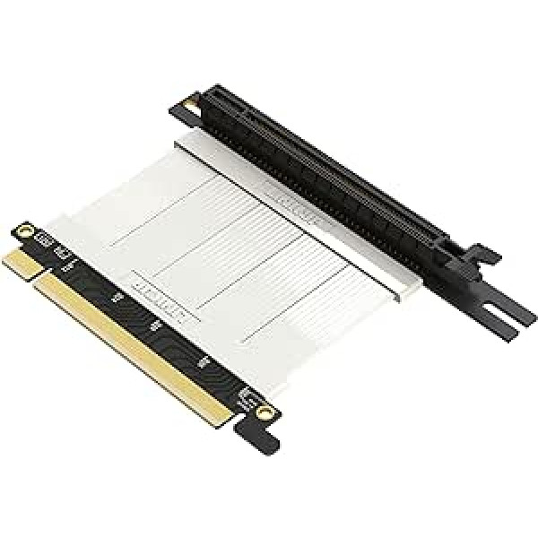 LINKUP – Ultra PCIe 4.0 X16 stovo kabelis (RTX4090, RX6950XT, x570, B550, Z690 išbandytas), ekranuotas, vertikalus žaidimų PCI Express Gen4 tvirtinimas, kairiojo kampo moteriška jungtis (5 cm), 3.0 Gen3 suderinama, balta