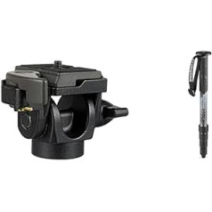 Manfrotto 234RC monopoda noliekšanas galva ar ātrās atlaišanas plāksni 200PL un elementu MII MMELMIIA5BK viegls alumīnija ceļojumu monopods, 5 segmenti Rokas siksna, gumijas rokturis, slodze 16 kg