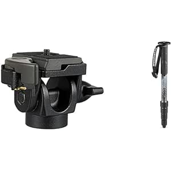 Manfrotto 234RC monopoda noliekšanas galva ar ātrās atlaišanas plāksni 200PL un elementu MII MMELMIIA5BK viegls alumīnija ceļojumu monopods, 5 segmenti Rokas siksna, gumijas rokturis, slodze 16 kg