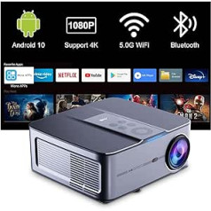 Artlii Play 3 projektors Full HD Android 10, 5G WiFi Bluetooth projektors 4K ar 350 collu displeju un atbalstu AC-3, 340ANSI 1080P projektors ar 4D trapecveida korekciju un 350 collu displeju