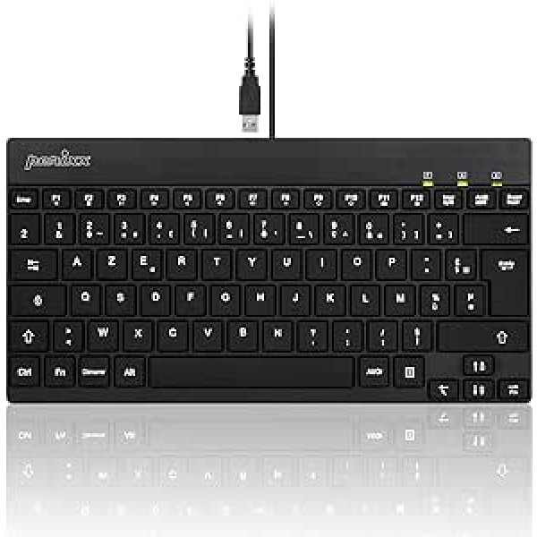 perixx PERIBOARD-326 Mini vadu aizmugurgaismota klusa tastatūra operētājsistēmai Windows AZERTY French