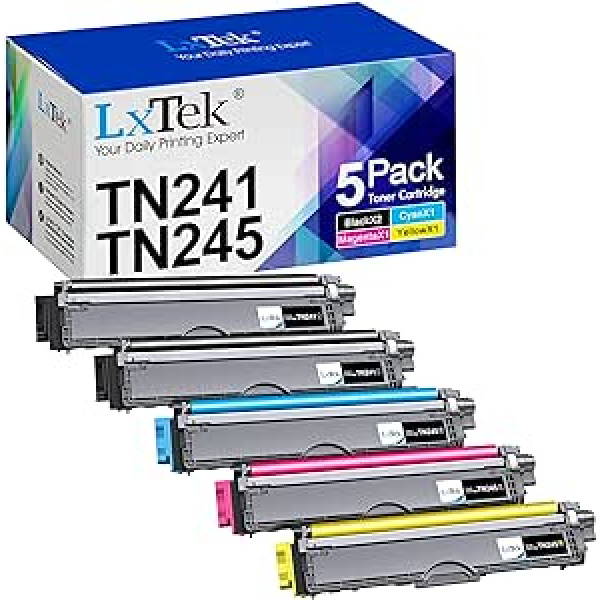 „LxTek“ dažų kasetės, 5 vnt., suderinamos su Brother TN-241 TN-245 TN-242 TN-246, skirtos Brother MFC-9332CDW DCP-9022CDW HL-3142CW MFC-9142CDN DNR CDW HL-3140CW
