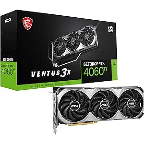 MSI GeForce RTX 4060 Ti Ventus 3X 8G OC Graphics Card - NVIDIA RTX 4060 Ti, 8 GB GDDR6 Memory, 18 Gbps, PCIe 4.0, DLSS3